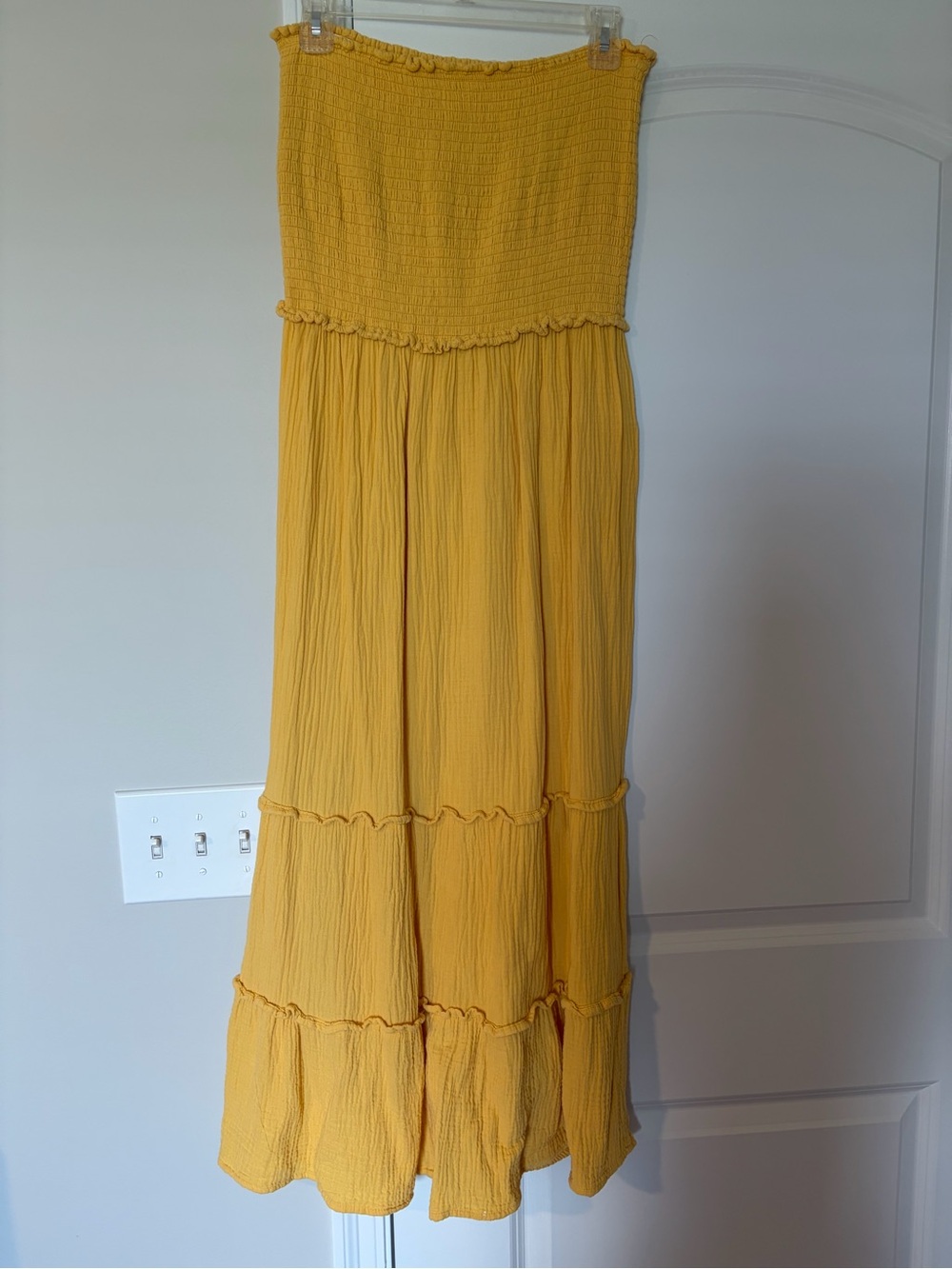4 OUR DREAMERS Yellow Strapless Maxi Sundress